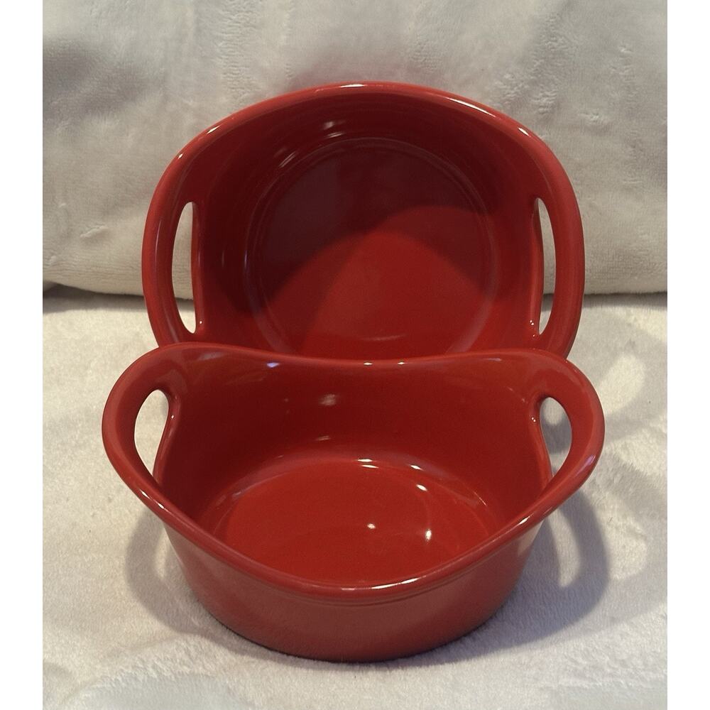 Rachael Ray Red 12 oz Casserole Baking Dishes with Handles Round H022 Farmhouse